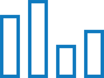 Blue barchart graphic in a modern rounded lineart style.