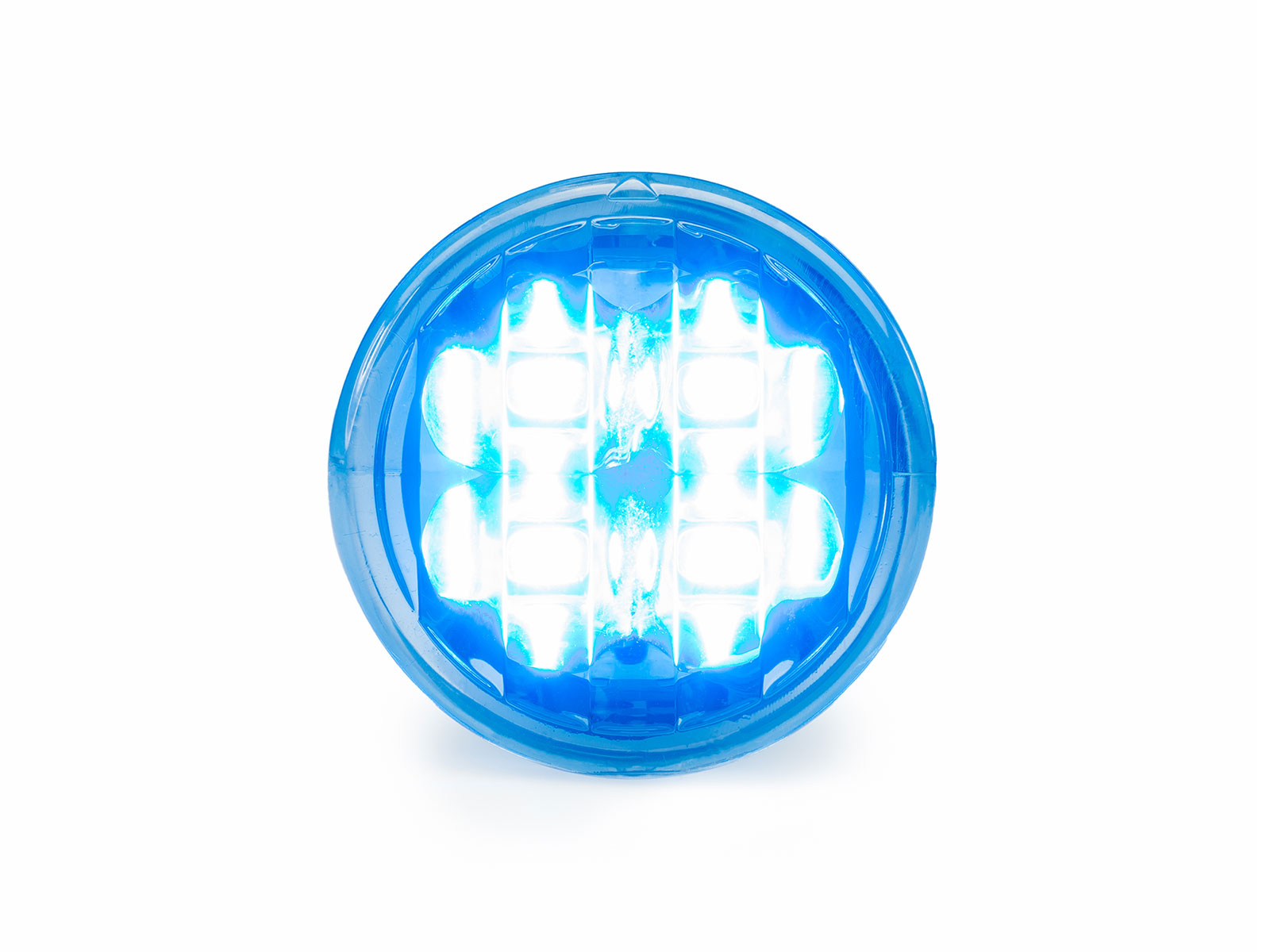 L88 Lamp Blue with Tinted Lens Lit Front View without Grommet