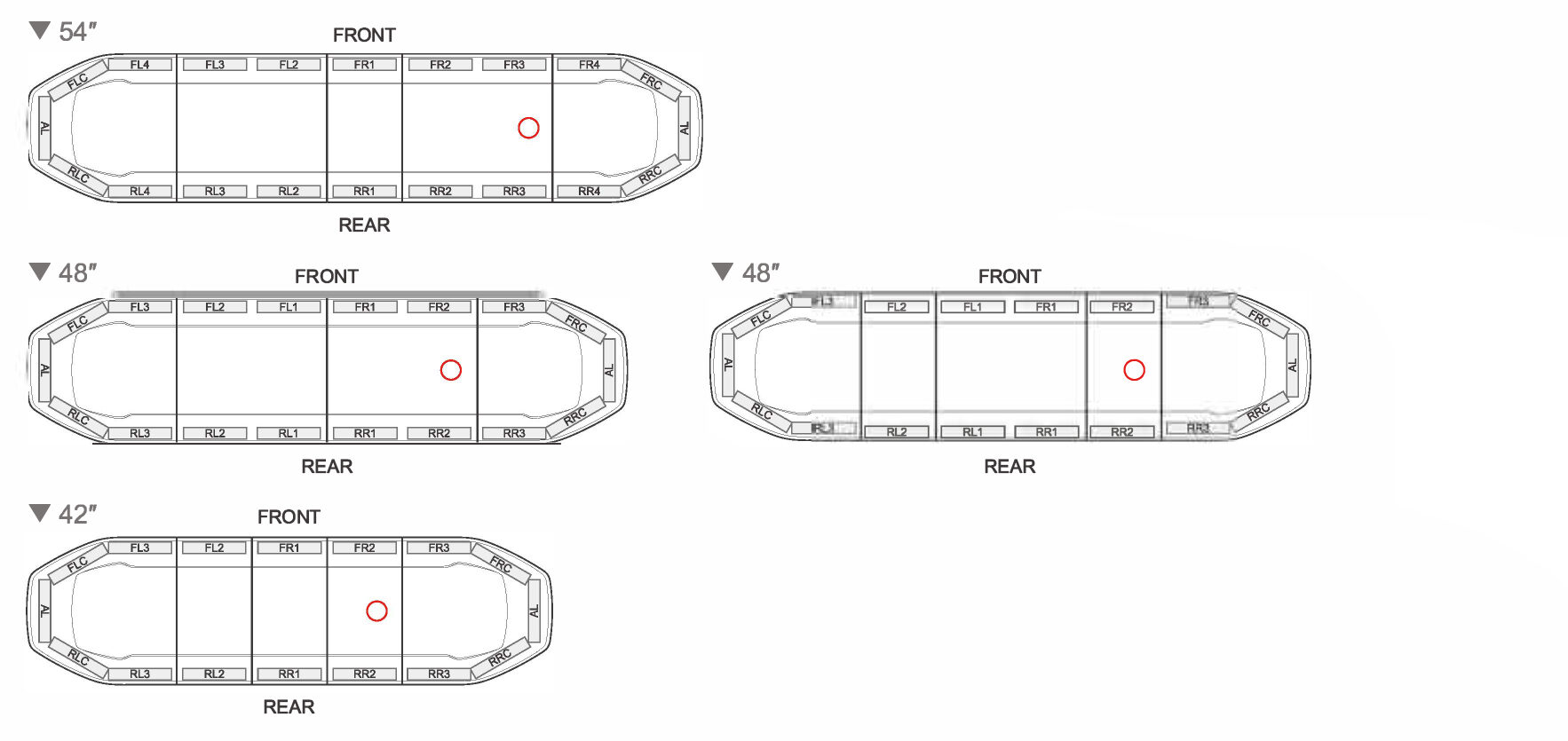 Raiden Lightbar Standard Layouts for 42", 48" and 54" options