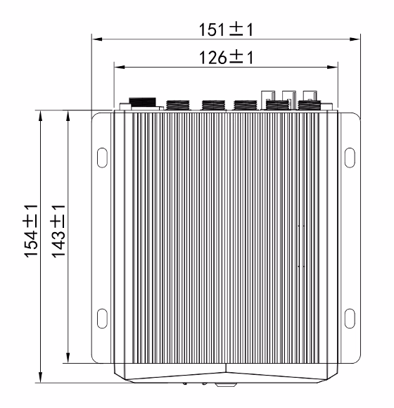 M2 DVR top down dims showing 151±1 / 126±1 W and 154±1 / 143±1 H