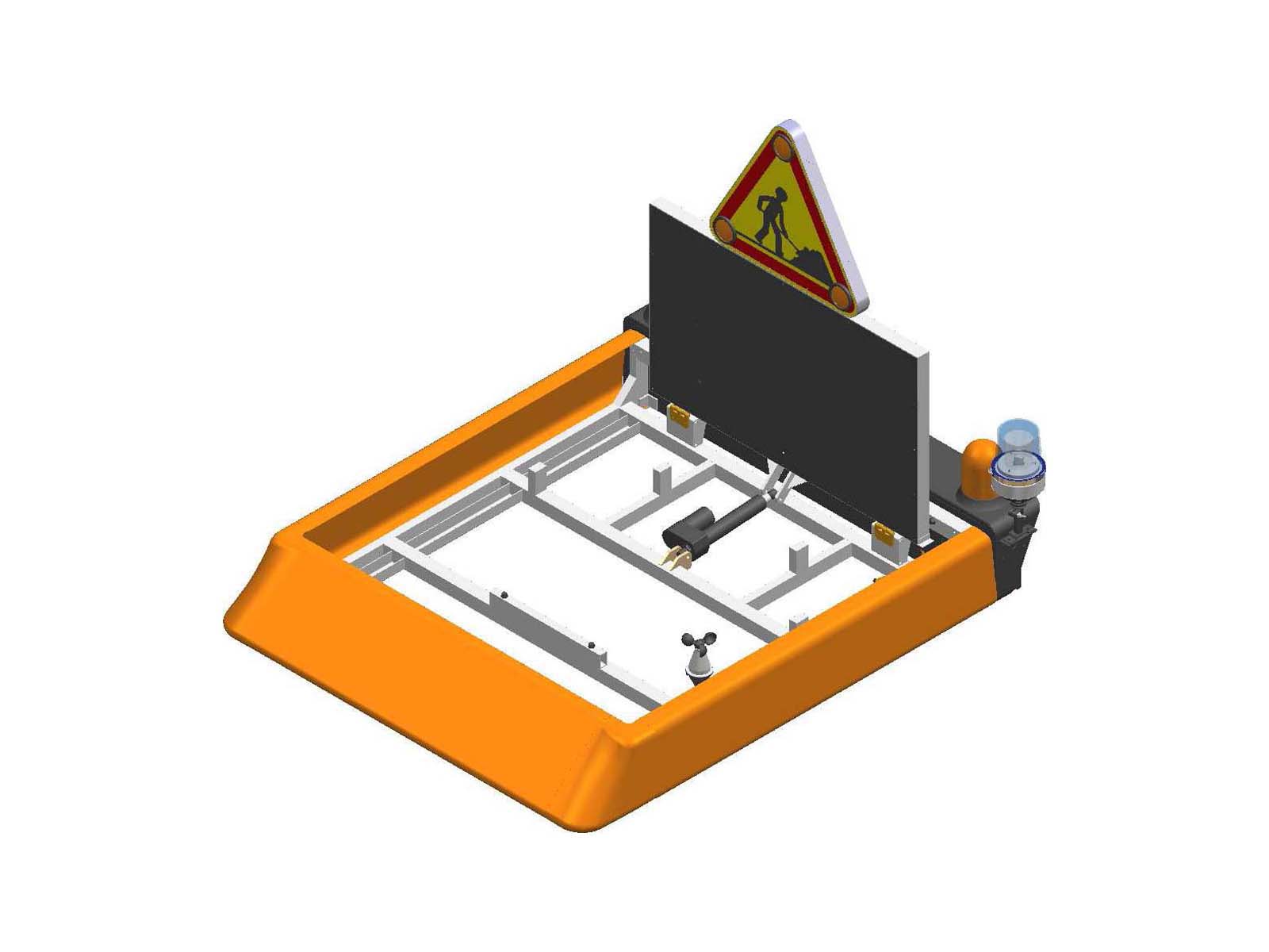 Ensemble de toit NORA pour signalisation sur véhicule avec châssis L orange ouvert