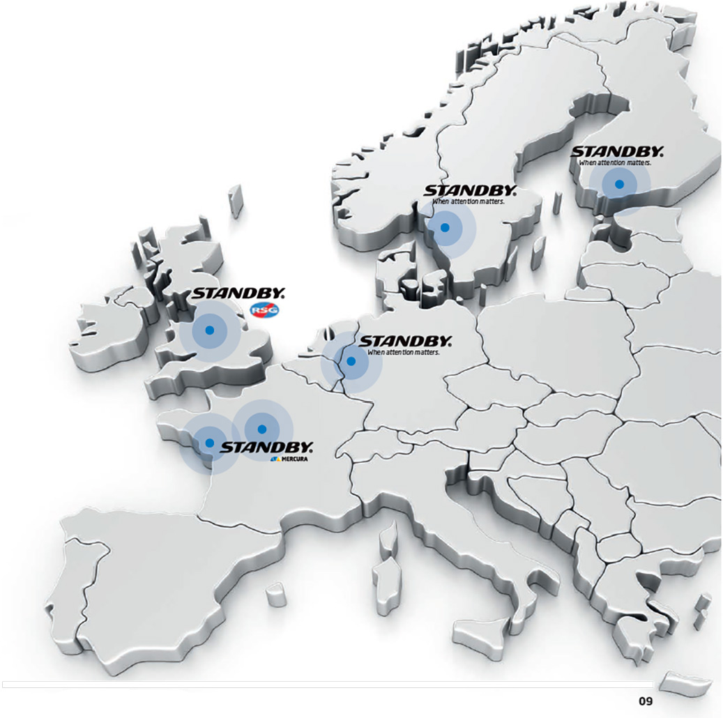 Implantation du Groupe Standby en Europe