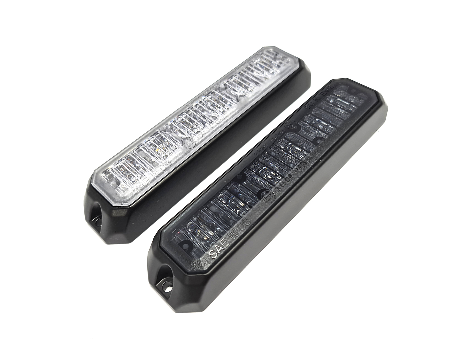 Mini Stealth - 6-way Surface Mount Smoked Lens LED Modules Smoked and Clear Lens Comparison