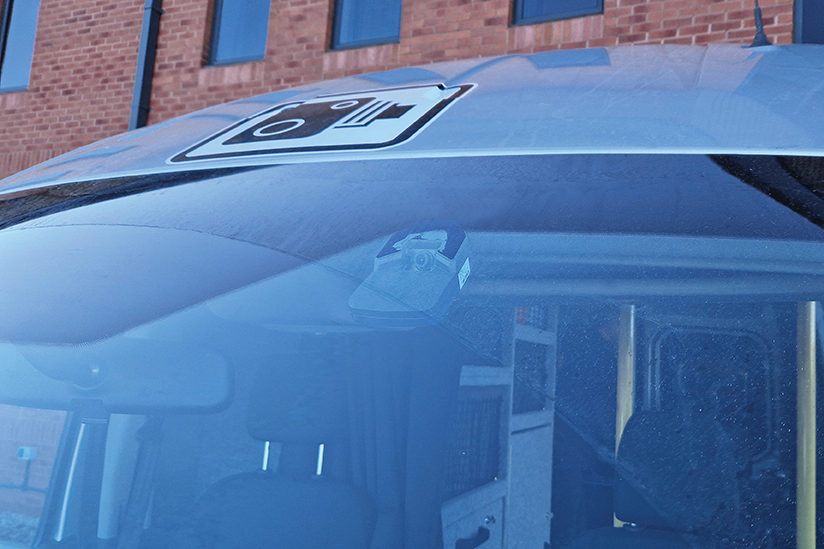 Closely Cropped Shot of AEX Forward Facing Camera in Safety Camera Van Window