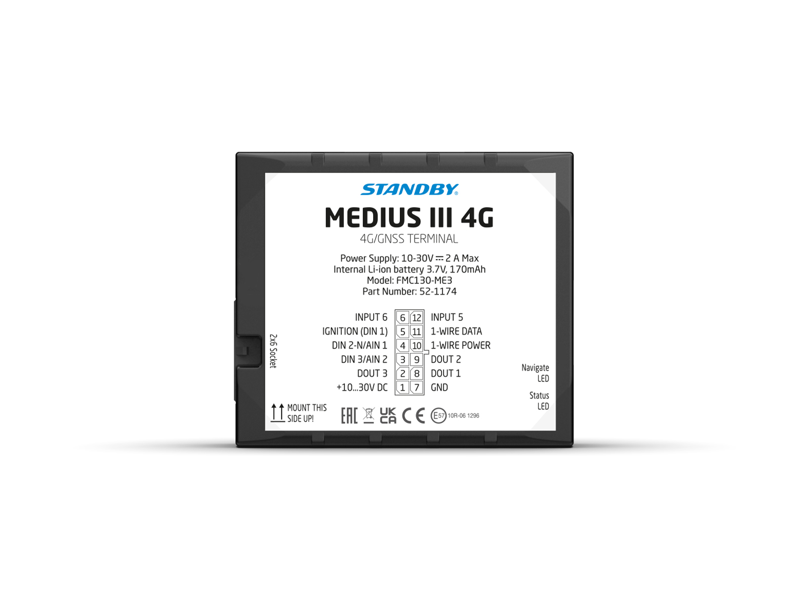 FleetMotus Medius III 4G device front view with shadow underneath